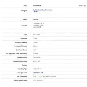 ABLS7M-12.000MHZ-B-2-T (ใหม่ต้นฉบับในสต็อก) อิเล็กทรอนิกส์ผู้ผลิต IC ที่เชื่อถือได้ BOM Kitting