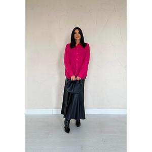 Camisa de Popelina Fucsia para Mujer, Blusa Informal con Botones para Uso Diario, Estilo Simple, Manga Larga - Product Image 3