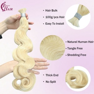 Vente d'usine Puddinghair - Extensions de cheveux humains vierges naturels 12A en vrac # Cheveux humains ondulés souples 613 sans trame pour tressage - Product Image 3