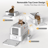 Bac à litière pour chat en acier inoxydable avec couvercle, taille XL, grande toilette pour chat en métal avec tiroir pour les gros chats
