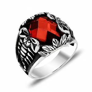 925K Sterling <b>Silver</b> Scorpion Red Stone <b>Men</b> <b>Ring</b> - Product Image 2