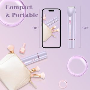 Depiladora <span class=keywords><strong>El</strong></span>éctrica de Doble Cabezal para Mujer, Resistente al Agua, Recargable por USB Tipo C, para Cuerpo, Bikini y Piernas, con Manual en Inglés - Product Image 3
