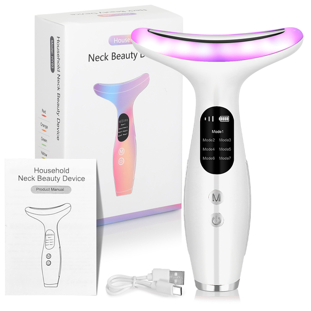 2025 Hand Held Facial Massage Machine Microcurrent LED Light Vibration Heating USB Rechargeable Professional Beauty Instrument