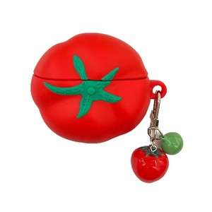 Étui de protection 3D amusant en silicone motif tomate pour <span class=keywords><strong>AirPods</strong></span> 1 2 3 4 Pro 2 avec pendentif - Product Image 6
