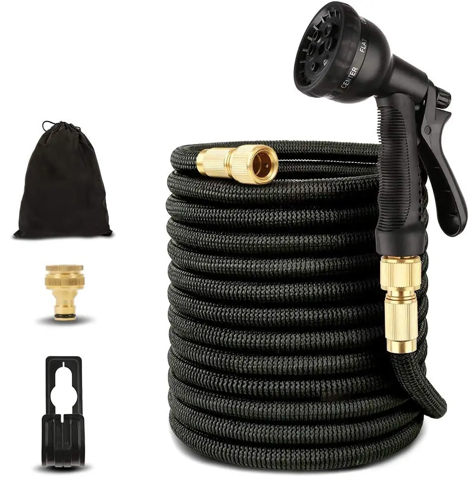 High quality 50ft 100ft 150ft 200ft black flexible expandable bungee magic garden water hose