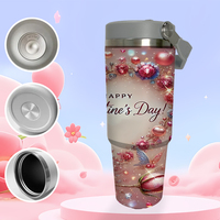Tasses à café de 30 oz à motif de rose pour la Saint-Valentin, stock américain, design floral élégant, parfait pour les couples