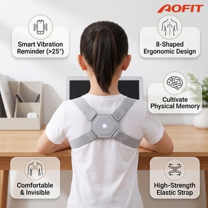 Smart Electric Neoprene Upper <b>Back</b> <b>Support</b> Belt Youth Posture Correction Adjustable Lightweight Portable Professional Vibration - Product Image 1