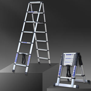 Échelle télescopique en alliage d'aluminium de style industriel, échelle télescopique à double face en forme de A - Product Image 1