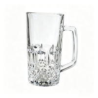Verre à bière moderne en verre transparent taillé en diamant, écologique, réutilisable, fait main, avec poignée, pour café glacé, boisson citronnée, avec logo personnalisé