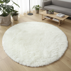 <span class=keywords><strong>Tapis</strong></span> ronds de luxe modernes, doux et soyeux, vert et blanc, pour chambre et salon, grands et volumineux, en peluche et moelleux - Product Image 4