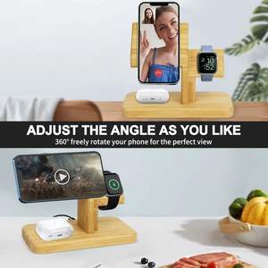 แท่นชาร์จไร้สาย 3 in 1 กำลังไฟ 20W ชาร์จเร็วแบบแม่เหล็ก วัสดุไม้ไผ่ สำหรับ <span class=keywords><strong>iPhone</strong></span> 17/16/15/14/<span class=keywords><strong>13</strong></span>/12 Pro/Max/Plus/นาฬิกา/Airpods - Product Image 5