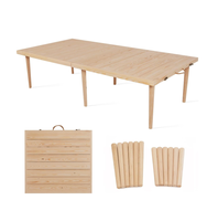 Bureau de camping et de barbecue en bois avec pieds réglables Table de pique-nique pliante naturelle Table Boho extérieure en bois de pin pour la plage
