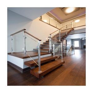 Rambarde intérieure en <span class=keywords><strong>bois</strong></span>, <span class=keywords><strong>balustrade</strong></span> en verre <span class=keywords><strong>pour</strong></span> escalier, vente en gros - Product Image 1