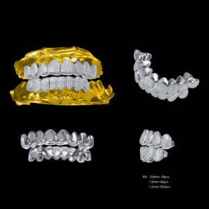 <span class=keywords><strong>Grillz</strong></span> Dents en Moissanite et Diamant VVS Sertis Nid d'Abeille, Joaillerie Fine Hip Hop Argent 925 Plaqué Or Véritable sur Mesure - Product Image 6
