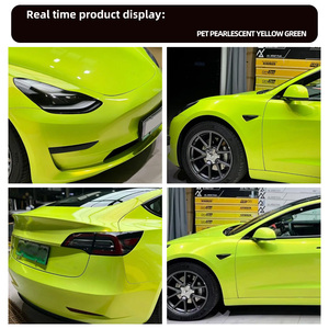 1.52*18m <strong>Fluorescent</strong> Yellow PET Glossy <strong>Vinyl</strong> Car Wrap Film Self-Adhesive Anti-Scratch UV Proof Cartoon Car Body Decorative - Product Image 2