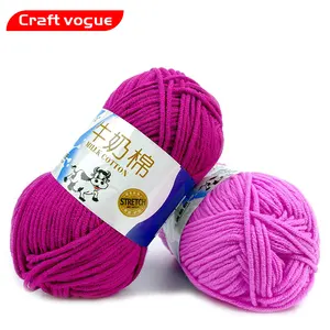 Craft Vogue hot sell OEM Soft Worsted hand knitting Baby Yarn 3ply 4ply 5ply 50g 100g milk cotton yarn for crochet