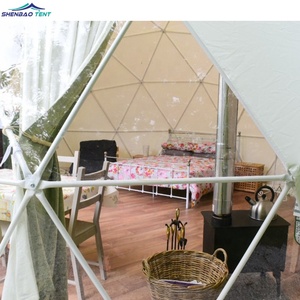 Dôme de glamping de luxe en plein air avec deux chambres à coucher, type à armatures droites en PVC pour les stations balnéaires, dôme géodésique avec salle de bain et toilettes - Product Image 5