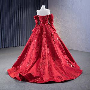 Robe de soirée modeste rouge à paillettes de haute qualité, taille plus, Jancember 231061 - Product Image 5