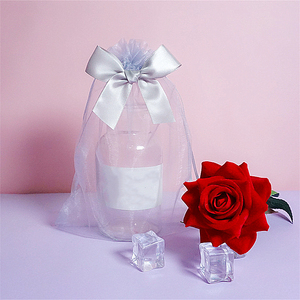 Sac en maille transparente vert foncé pour emballage de <span class=keywords><strong>parfum</strong></span>, cosmétiques, sac de rangement en <span class=keywords><strong>organza</strong></span> avec nœud en soie - Product Image 6