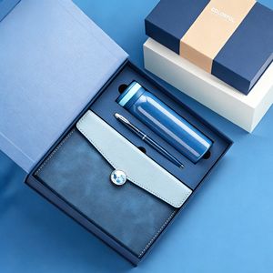 Ensemble cadeau personnalisable de carnet de notes, journal et agenda en PU pour entreprise, avec stylo et bouteille, papeterie de bureau esthétique pour mariages, vente en gros - Product Image 2