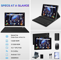Tablet PC de 10 Pulgadas de Alta Calidad con Teclado y Ratón, 10 Núcleos, 8+256 GB, Tablet PC Empresarial con Doble Tarjeta SIM, Portátiles Educativos para Regalo