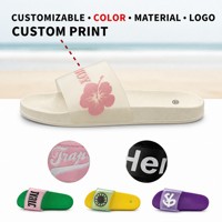Sandalias Unisex Personalizadas OEM con Suela Antideslizante de EVA, Correa de PVC, Diseño de Flor de Hibisco, Blancas, para Vacaciones de Verano Hawaianas