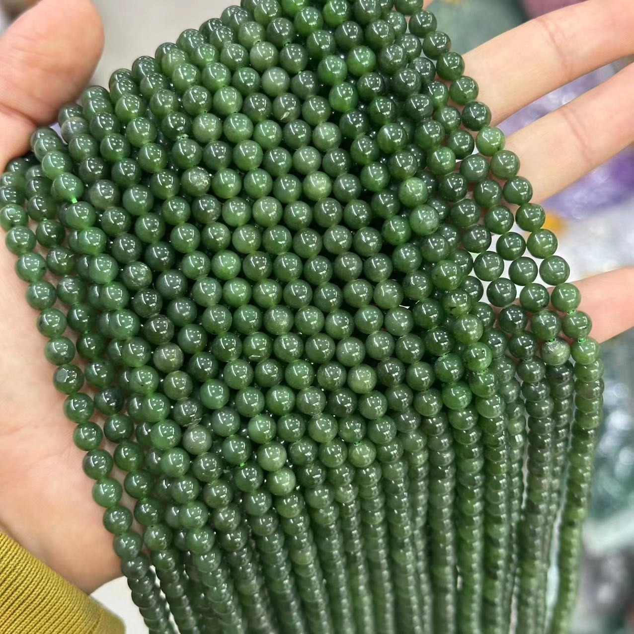 Diaspro canadese verde 6 mm circa 60 perle