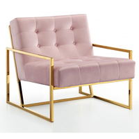 Fauteuils de salon de luxe au design moderne pour hôtel, canapé en velours bleu, fauteuil d'appoint en bouclette avec piètement en acier inoxydable doré