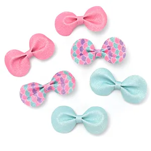 Set di accessori per capelli con fiocco di glitter elegante personalizzato da 6 pz/set per bambine