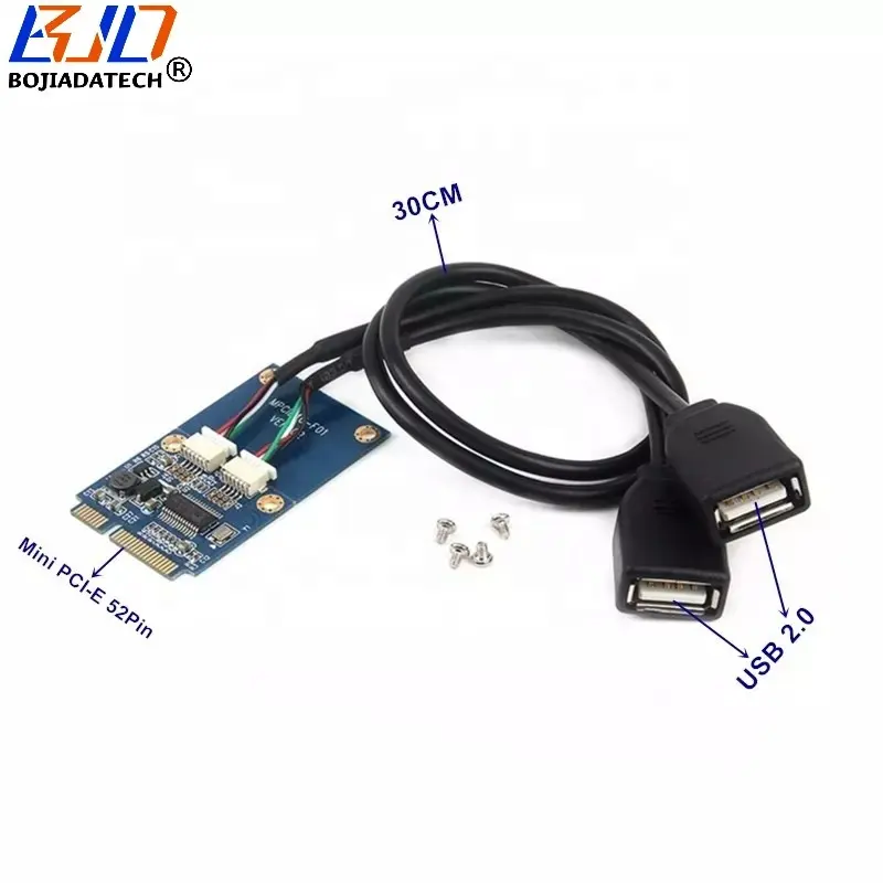 Mini Pci-E MPcie Để 2 X USB 2.0 Nối Mở Rộng Chuyển Đổi Thẻ Với Cáp Mở Rộng 0.3M