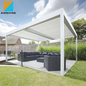 उद्यान सेट लकड़ी अनाज मंडप मंडम एल्यूमीनियम आउटडोर <span class=keywords><strong>Patio</strong></span> फर्नीचर के साथ एलईडी रोशनी - Product Image 2