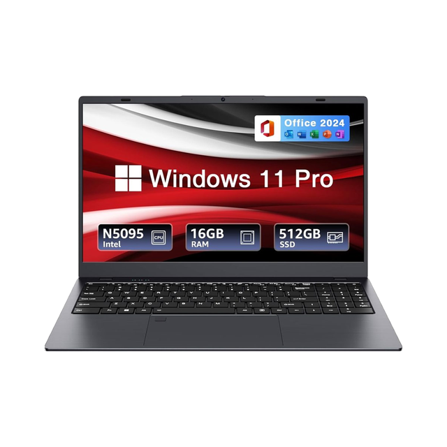 15.6" Win11 Gaming Laptop Intel N5095 Quad-Core 16GB RAM 512GB SSD FHD IPS Display Dual-Band WiFi 2.4/5GHz