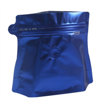 Pochette debout à fond plat en gros pochette vide à fermeture éclair pour le stockage des aliments sac de café en forme de rhomboïde en feuille d'aluminium mate avec valve