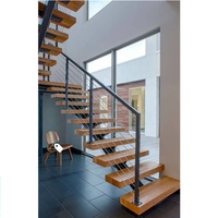 DAIYA ouvert riser escalier avec rampe en bois de garde-corps en acier