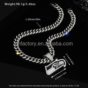 Nuevo Colgante de los Seattle Seahawks, Cadena Cubana de Aleación con Diamantes, <span class=keywords><strong>Accesorios</strong></span> de Moda Hip Hop, Venta al <span class=keywords><strong>Por</strong></span> Mayor - Product Image 2