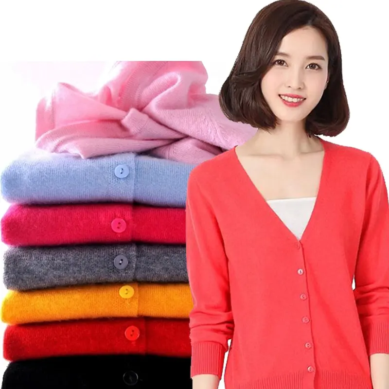 2020 फैशन कश्मीरी स्वेटर घिसना प्लस आकार बटन बुना हुआ कपड़ा में सबसे ऊपर ठोस रंग लंबी आस्तीन वि गर्दन महिलाओं के स्वेटर Cardigans