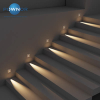 Lampe d'escalier LED étanche avec détecteur de mouvement intelligent, 3W, 3000K, éclairage chaud, fixation murale latérale pour escalier extérieur