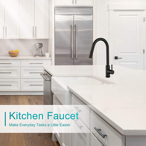 حنفية مطبخ قابلة للسحب مع غطاء لفتحة الحنفية من هوبن، مصنوعة من الفولاذ المقاوم للصدأ، بمقبض واحد وفتحة واحدة، بلون أسود غير لامع - Product Image 6