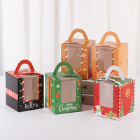 Boîte d'emballage individuelle en carton pour pâtisseries, desserts, cupcakes, tartelettes aux pommes de Noël, œufs, Mafen, avec fenêtre et poignée