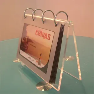 Custom V Free Standing Acrylic Display Stand Plastic Acrylic wall calendar board Clear Acrylic Calendar With Metal Rings