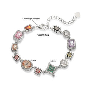 Conjuntos <span class=keywords><strong>de</strong></span> Joyería <span class=keywords><strong>de</strong></span> Moda con Circonitas Multicolor - Collar y Pulsera Geométricos Irregulares Chapados en Oro <span class=keywords><strong>de</strong></span> 18K, Lujosos <span class=keywords><strong>para</strong></span> Bodas, Compromisos y Fiestas - Product Image 5