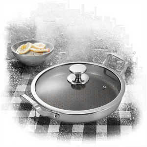 Poêle de Chef Écologique en Acier Inoxydable Antiadhésive pour Cuisinières à Gaz et à Induction, Poignée en Cuivre pour Omelettes, Steaks et Crêpes - Product Image 3