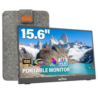 Monitor Portátil IPS FHD de 15.6 Pulgadas y 1080P, Pantalla Mate HDR FreeSync con Funda Protectora de Fieltro para Viajes, Soporte Integrado de 90 Grados