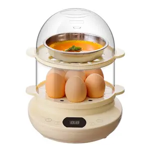 Cocina de inducción, Caldera de huevos de plástico para el hogar con olla de calefacción eléctrica, horno de vapor, sartén para asar, huevo multiusos de 2 capas