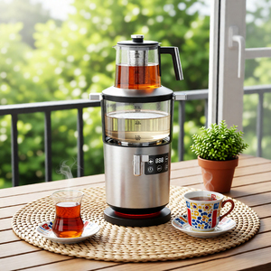 Nuovo Modello <span class=keywords><strong>Samovar</strong></span> <span class=keywords><strong>Elettrico</strong></span> Senza Fili 2300W, Teiera 3.5L + 1L in Vetro Borosilicato, Bollitore per Tè Turco Digitale per Uso Domestico - Product Image 1