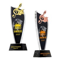 Trophée en cristal transparent personnalisé en forme de microphone pour concours de chant, discours, événements, honneurs et commémorations