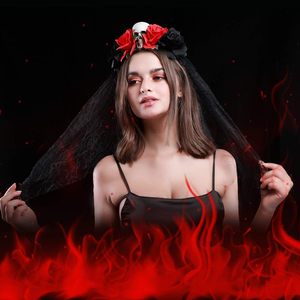 HC300 Mexicain Jour des Morts Coiffes Halloween Voile Bandeau avec Horrible Crâne pour Femmes Filles Halloween Cheveux Cerceaux - Product Image 4