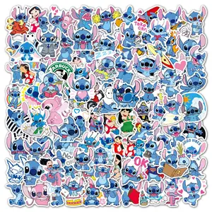100 adet sevimli karikatür dikiş dekoratif çıkartmalar çocuk kitabı için duvar pencere dekor su geçirmez Lilo ve Stitch etiket
