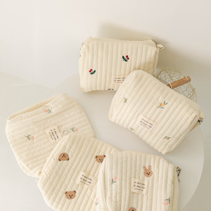 Estilo coreano nueva cremallera bordado algodón mamá bolsa bebé cochecito bolsa de pañales - Product Image 3