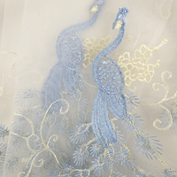 COSENNATUR Rideaux Transparents Brodés Motif Paon Élégants et Filtrant la Lumière pour Salon et Chambre à Coucher